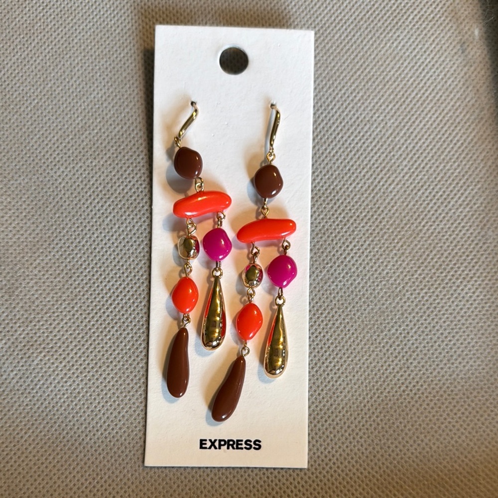 Express Vibrant Dangle Earrings with Gold Accents